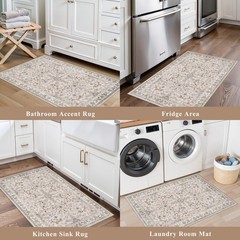 Kitchen Rugs Non-Slip Washable 2 Piece, Modern Boho Low Pile Stain-Resistant …