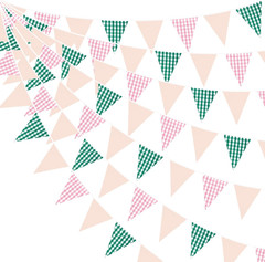 32Ft Camp Bride Party Decorations Pink Green Yellow Gingham Fabric Triangle Bann