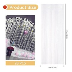White Foil Fringe Curtains Tinsel Streamer Backdrop Party Photo Booth 20 PCS