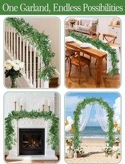 Fake Vines Greenery Garland – 3 Packs Total 16.5ft Green Willow Leaf Vine