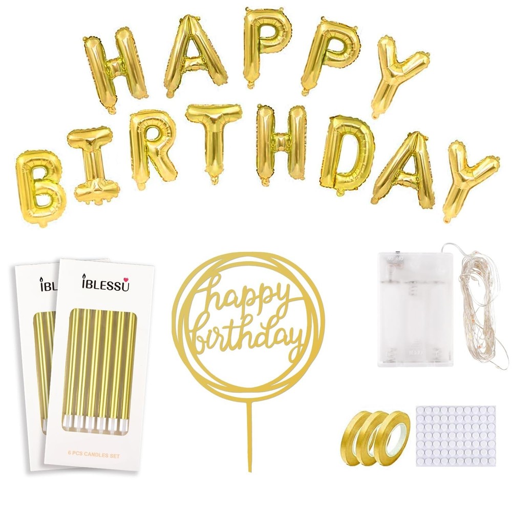 9-Pieces Gold Birthday Candles Set – Long Thin Birthday Candles, Cake Topper …