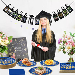 320Pcs Graduation Table Decorations Party Supplies – Blue White Graduation Plate