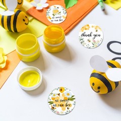 Eersida 500 Pcs 1.5 Inch Bee Thank You Stickers inches, Yellow, Black