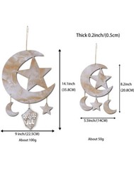 Eid Hanging Decoration Ramadan Eid Mubarak Decorations Islam Moon Stars Wooden