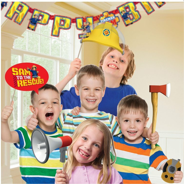 Fireman Sam Photo Booth Set with 9 Pieces for Fire Brigade