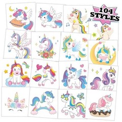 104 PCS Temporary Tattoos for Kids Girls Birthday Party Decorations Unicorns