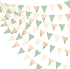 Sage Green Beige Champagne Gold Party Decorations Metallic Fabric Triangle Penna