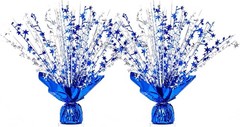2 Pack Blue Silver Star Spray Centerpiece, Wedding Party | Shiny metallic foil