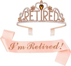 Retirement Party Decorations Retired Tiara/Crown, Retired Sash for Women Reti…