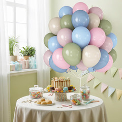 Pastel Pink Blue Green Balloons 12INCH 60PCS Goose Floral Birthday | Wildflower