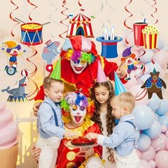 24 Pcs Hanging Swirl Party Decorations, Circus Clown Animals Theme Carnival