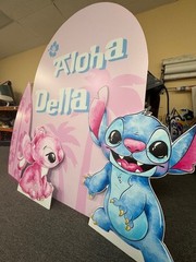 Stitch & Angel props Theme Backdrop Birthday, Surfboard prop, Aloha & Luau Theme