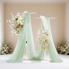 2PCS White Wedding Backdrop Stands,94-247cm Height Adjustable Backdrop Stands