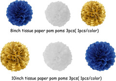 Navy-Blue White-Gold Party-Decoration Graduation Banner – 8Pcs Kits Cap Garland