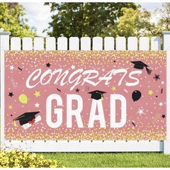 Large Graduation Party Backdrop Banner – Graduation Party Supplies 70”X 40 “pink