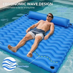 2-Person Inflatable Pool Float Adult, 71» x 71» Large Pool Lounger Float Ri…