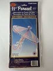 Parasol Pink & Blue Baby Shower Umbrella Art Tissue Decoration 1992 Beistle 22”
