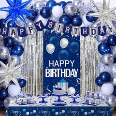 Blue Birthday Decorations for Men Women, Happy Birthday Decorations for Boys