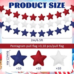 3 Pcs Patriotic Felt Banner Red Blue White Star Garland Pre-Assembled Hanging