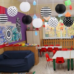 Treela Black and White Paper Lanterns Back to School Classroom Decorative 8″