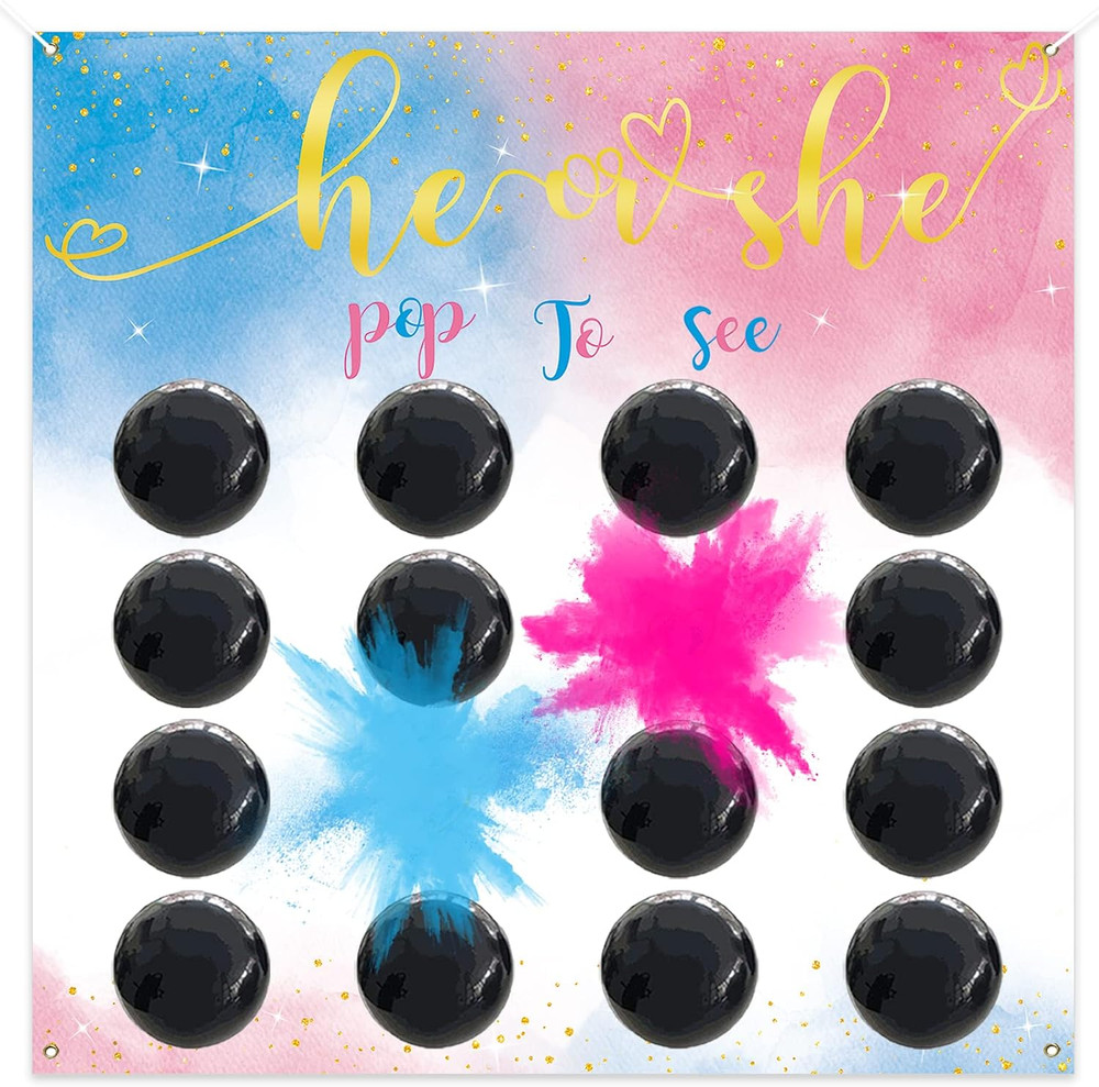 Baby Gender Reveal Dart Board Game, Reveal Balloon for Girl or Boy, Pink and Blu