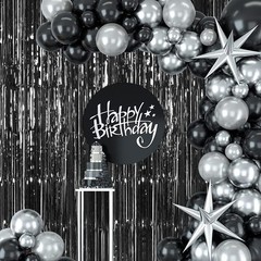 5 Pack Black Fringe Backdrop 3.2ft x 8.2ft Foil Curtain Tinsel Streamers for …