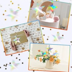 120 PCS Iridescent Five Star Cutouts Double Printed Paper Star Decorations St…