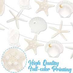 3Pcs Paper Beach Seashell Party Banners Ocean Party Decorations Natural Seashell