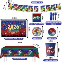 Party Decorations for World Cup 2026, 82 PCS Soccer Theme Supplies Blue
