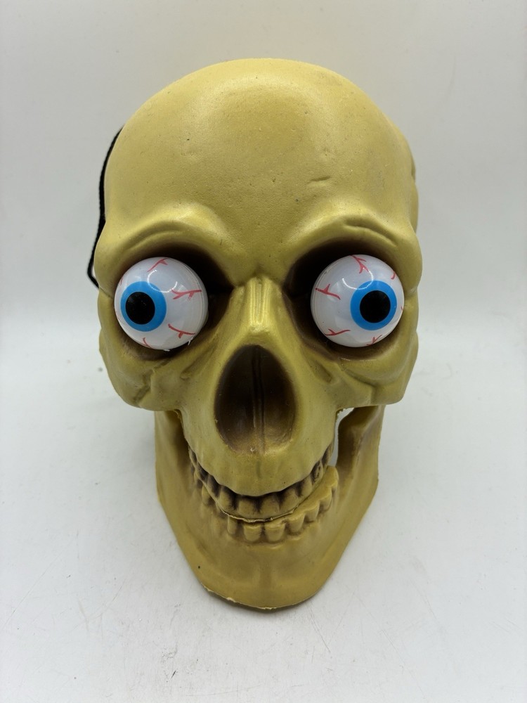 Halloween Plastic Blow Mold Skull Light-Up Color Change Eyes Skeleton Head