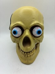 Halloween Plastic Blow Mold Skull Light-Up Color Change Eyes Skeleton Head