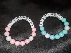 Gender Party. 10 mm Handcrafted One of a Kind Beaded Bracelet.
