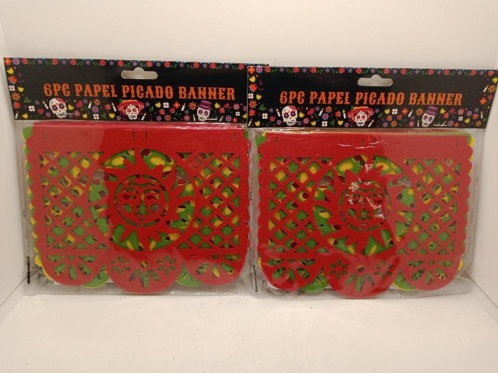 2 PACK 6PC Papel Picado Banner