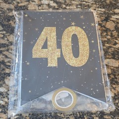 40th Birthday Party Decoration Set Black Gold Stars Plastic Paper