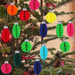 15 Pcs Christmas Lights Honeycomb Hanging Decorations 3D Paper Ball