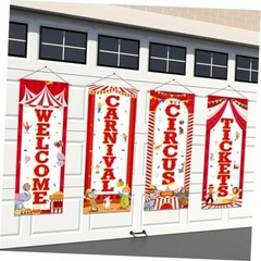 4 Pcs Party Decorations Welcome Tickets Porch Banner Hanging Carnival Circus