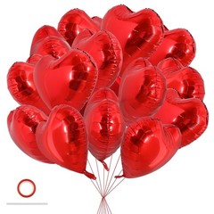 30Pcs 18 Inch Red Heart Balloons Valentine’s Day Heart Shape Foil Mylar Ballo…