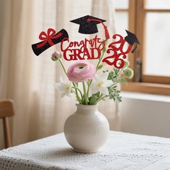 16 PCS Red & Black DoubleSided 2026 Graduation Centerpieces Table Toppers