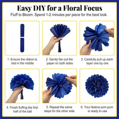 Blue and Gold Party Decorations – 22Pcs Hanging Navy Royal Blue White and Gold P