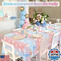 Lopeastar 3Pcs Bear Gender Reveal Decorations Tablecloths, Boy Or Girl Gender