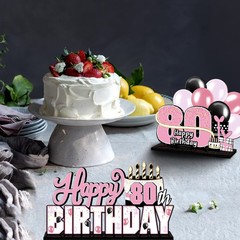 Happy 80th Birthday Pink Acrylic Table Topper Centerpieces Cheers to 80