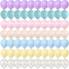 Pastel Balloons, 12 Inch Rainbow Macaron Pink Blue Teal Yellow Purple Apricot As