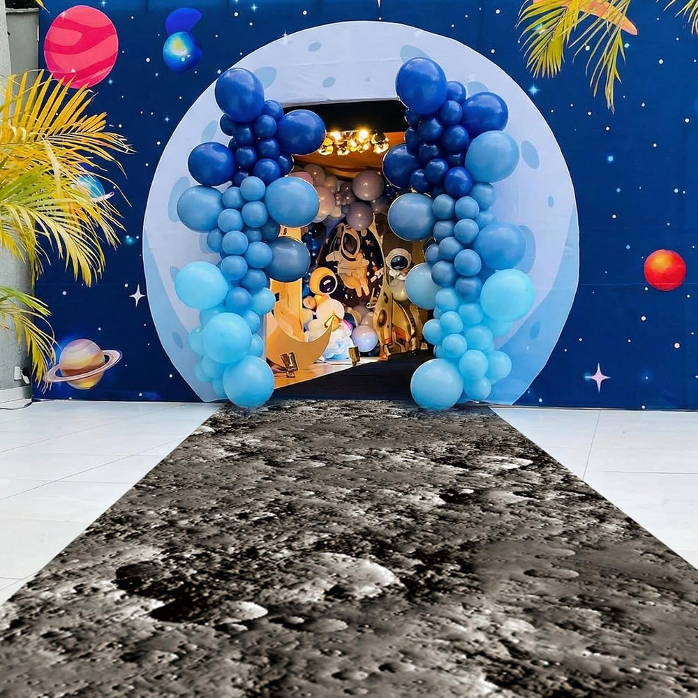 1 Piece Space Themed Party Decorations 2 X 10 Ft Moon Aisle Runner Non-Slip Luna