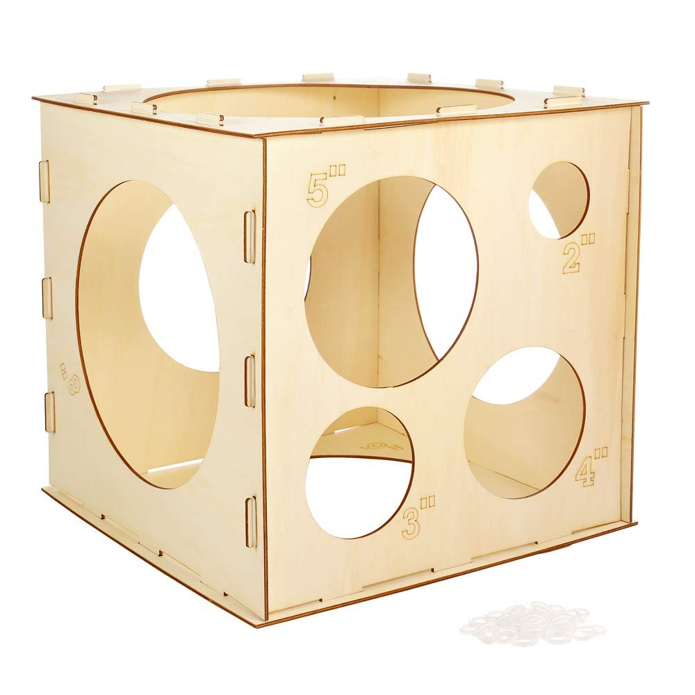 2-10 Inch Collapsible Wood Balloon Sizer Box Cube, Balloon Size Measurement T…