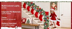 Timer – 9Ft by 10 Inch Prelit Christmas Garland with 50 Colorful Lights, Thick