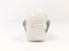 Ceramic Pottery Baby Bassinet Basket Crib White Green Boy Planter 3″x2″x2.5″ New