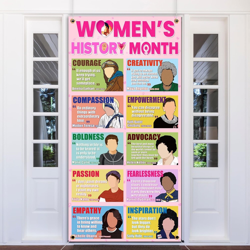 Womens History Month Decorations Door Cover, 6×2.9FT Inspirational Quotes Pos…