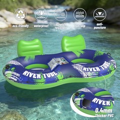 JOSEN Inflatable River Tube Float – 2 Person Heavy Duty River Float, Pool Flo…
