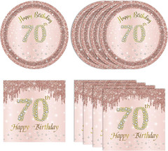40Pcs 70Th Birthday Decorations for Women Rose Gold 70 Year Old Birthday Decorat