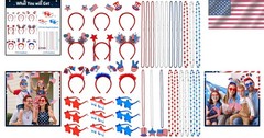 39 PCS Fourth of July Accessories Set – Patriotic Headbands, Glasses & Necklaces